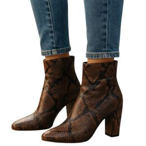 Brown Snakeskin Ankle Boots